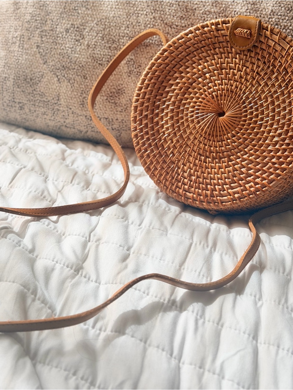 Round Rattan Crossbody Bag - Picture 2 of 8